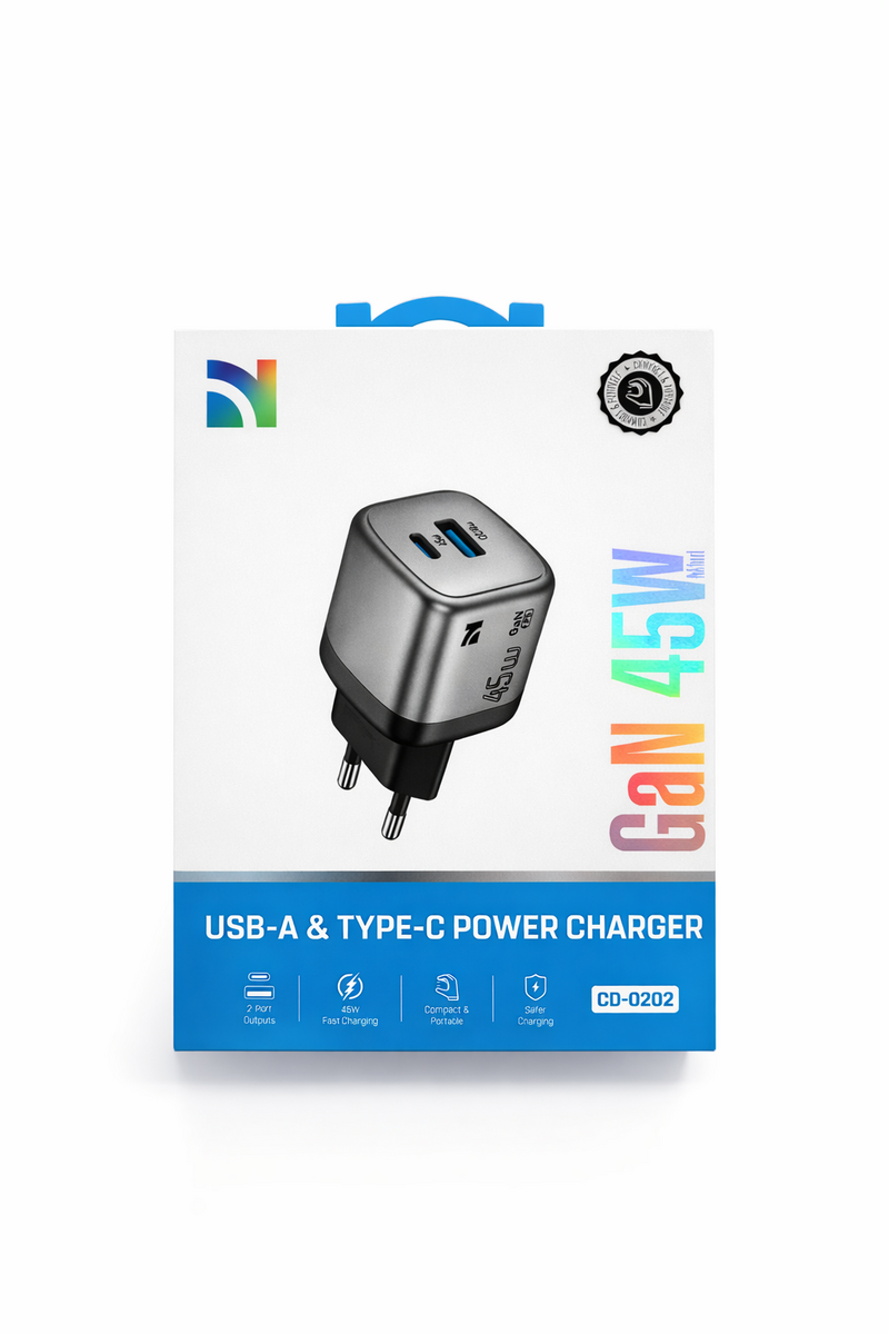 Incarcator Retea NCC GaN45W Mini, 45W, Negru