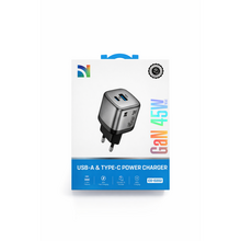 Incarcator Retea NCC GaN45W Mini, 45W, Negru